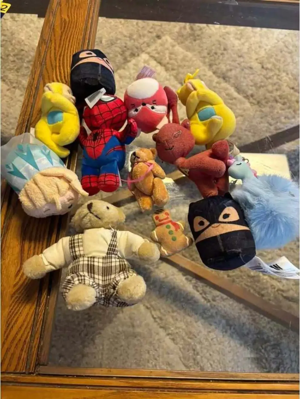Assorted Small Plush Toy Lot - Spider-Man, Disney Tsum Tsum, Teletubbies